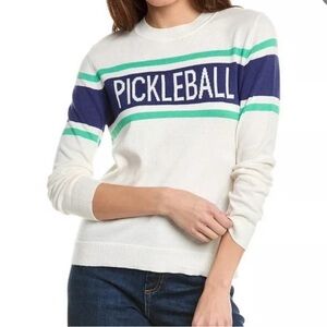 Women's White and Blue Pickleball Sweater